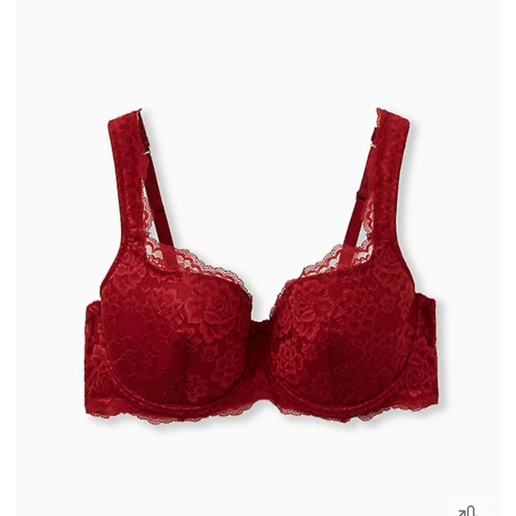 torrid Other - RED LIGHTLY LINED LACE BALCONETTE BRA 44DD